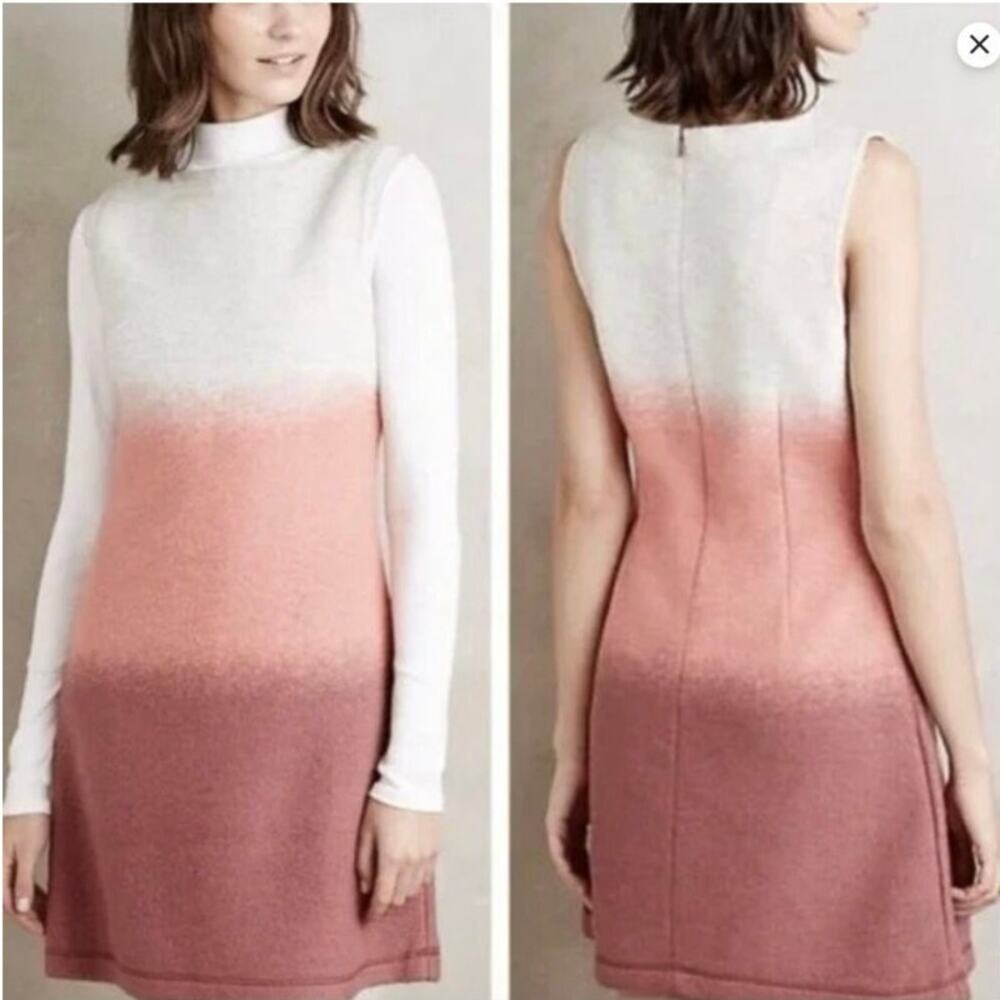 Hoss Intropia Sz S Ombre Felted Wool Twee Mini Dress Sienna Mod 70s Retro